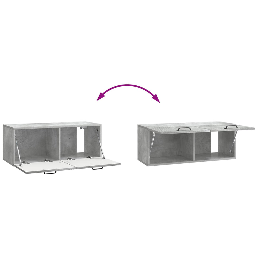Wandbeugel TV-kast Betongrijs 78,5 x 31 x 30 cm Bewerkt hout