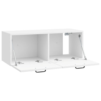 Wandbeugel TV-kast Hoogglans Wit 78,5 x 31 x 30 cm Bewerkt hout