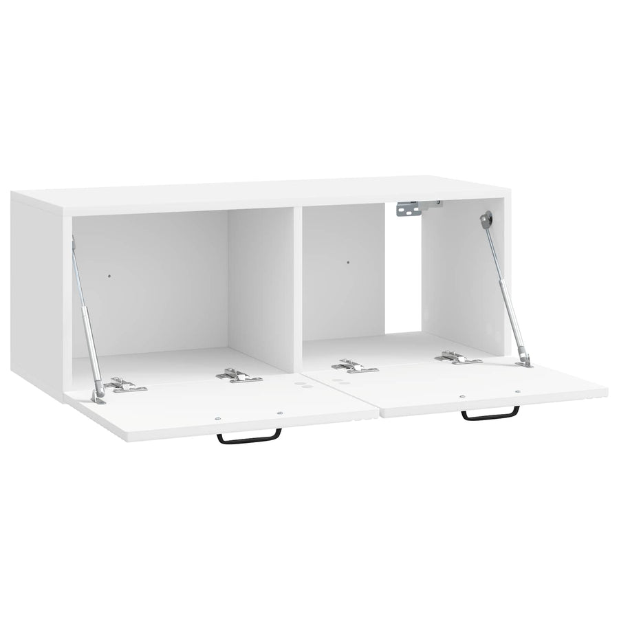 Wandbeugel TV-kast Hoogglans Wit 78,5 x 31 x 30 cm Bewerkt hout