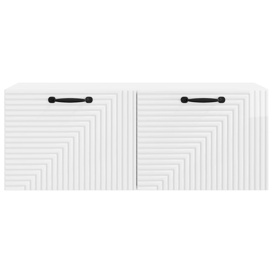 Wandbeugel TV-kast Hoogglans Wit 78,5 x 31 x 30 cm Bewerkt hout