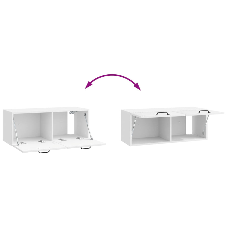 Wandbeugel TV-kast Hoogglans Wit 78,5 x 31 x 30 cm Bewerkt hout