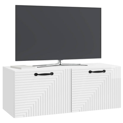 Wandbeugel TV-kast Hoogglans Wit 78,5 x 31 x 30 cm Bewerkt hout