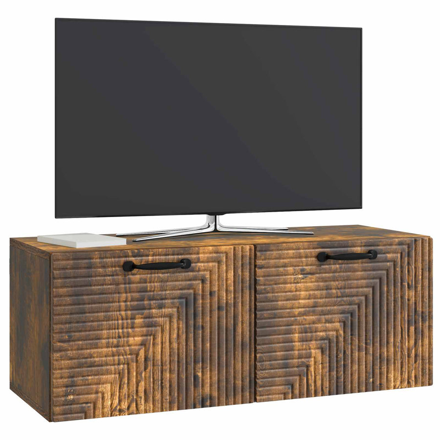 Wandbeugel TV-kast Gerookt eiken 78,5 x 31 x 30 cm Bewerkt hout