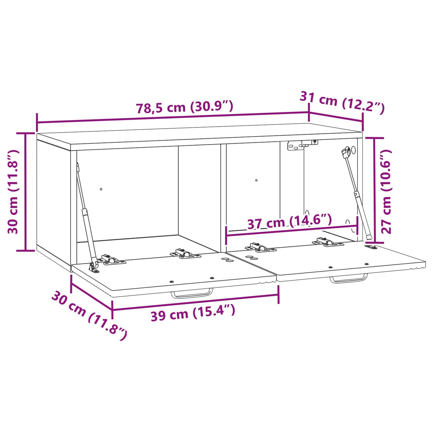 Wandbeugel TV-kast Grijs sonoma 78,5 x 31 x 30 cm Bewerkt hout