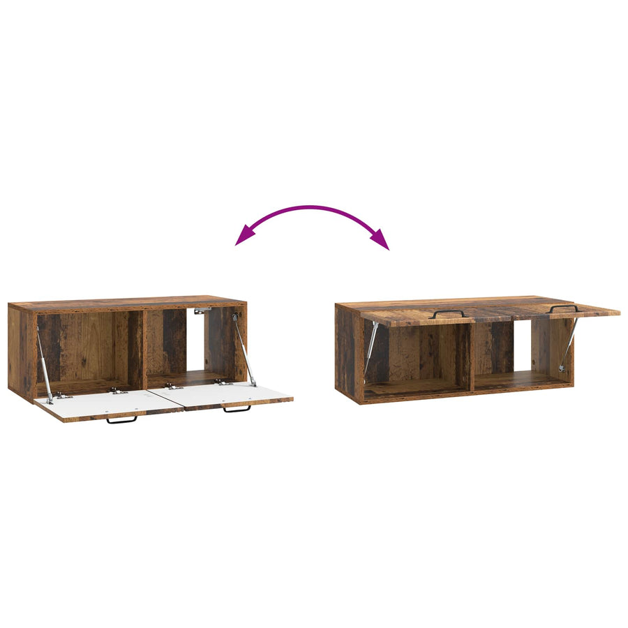 Wandbeugel TV-kast Oud hout 78,5 x 31 x 30 cm Bewerkt hout