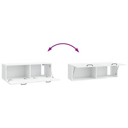 Wandbeugel TV-kast Wit 98 x 31 x 30 cm Bewerkt hout