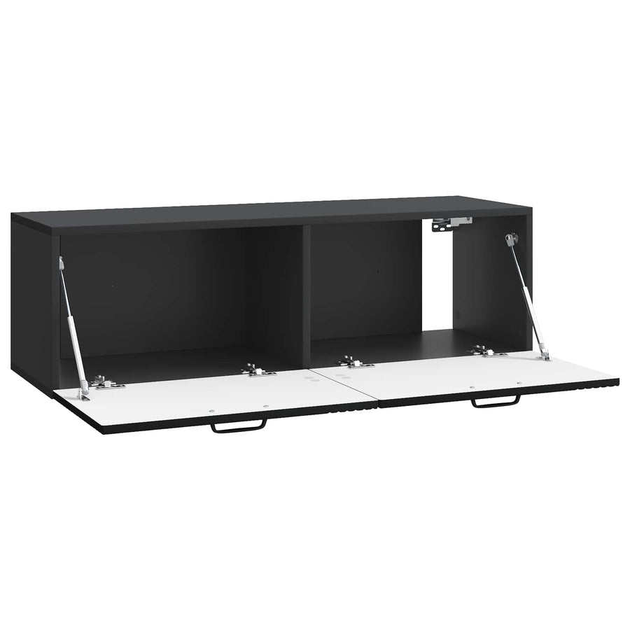 Wandbeugel TV-kast Zwart 98 x 31 x 30 cm Bewerkt hout