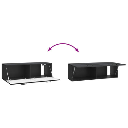 Wandbeugel TV-kast Zwart 98 x 31 x 30 cm Bewerkt hout