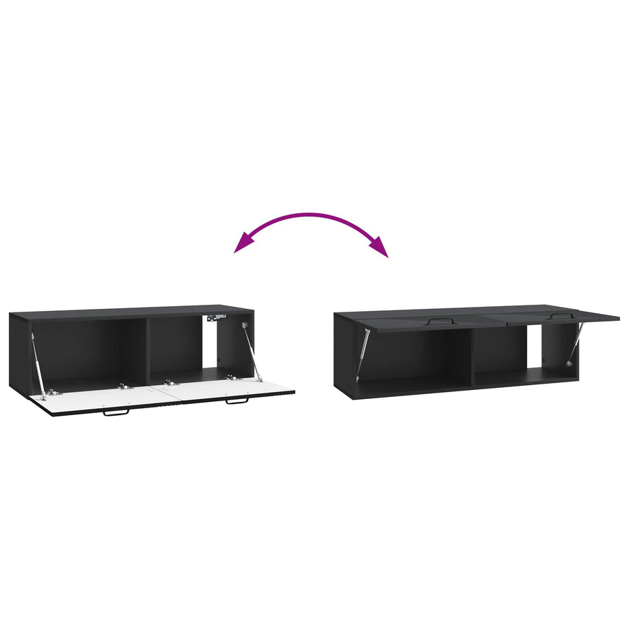 Wandbeugel TV-kast Zwart 98 x 31 x 30 cm Bewerkt hout