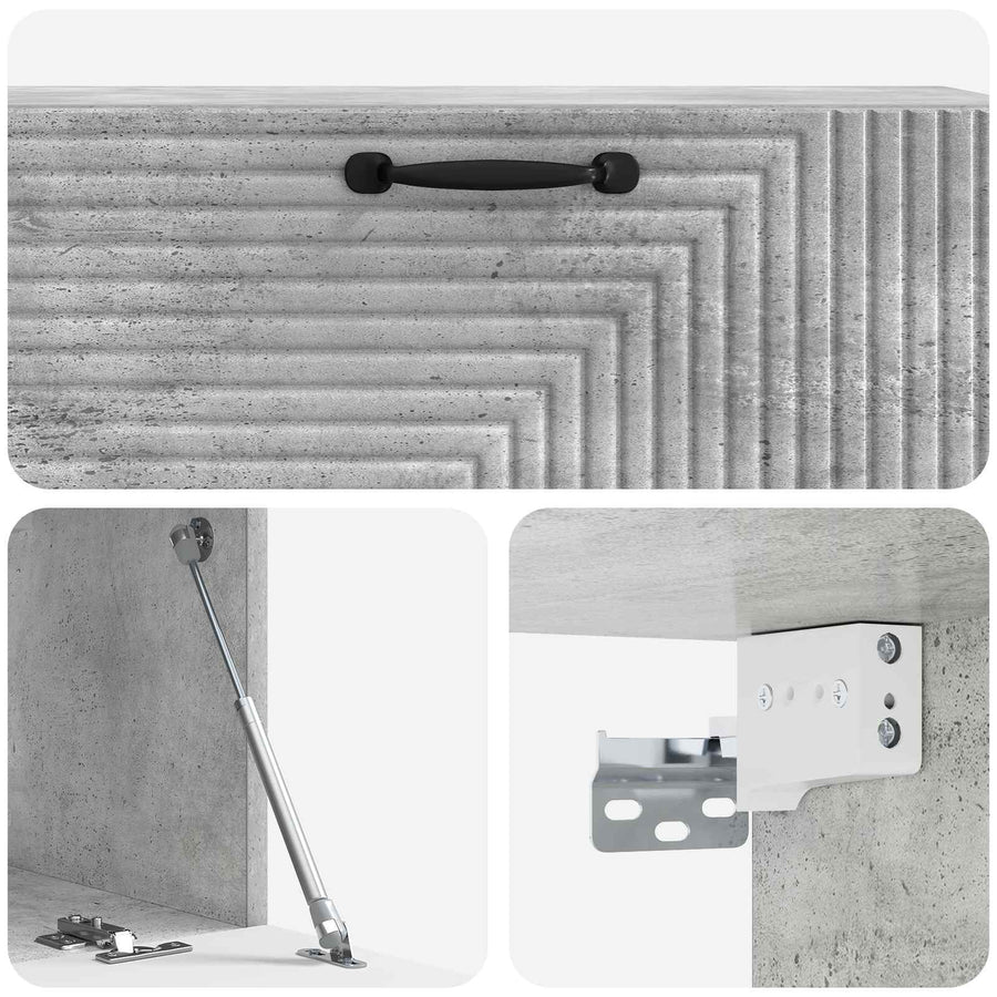 Wandbeugel TV-kast Betongrijs 98 x 31 x 30 cm Bewerkt hout