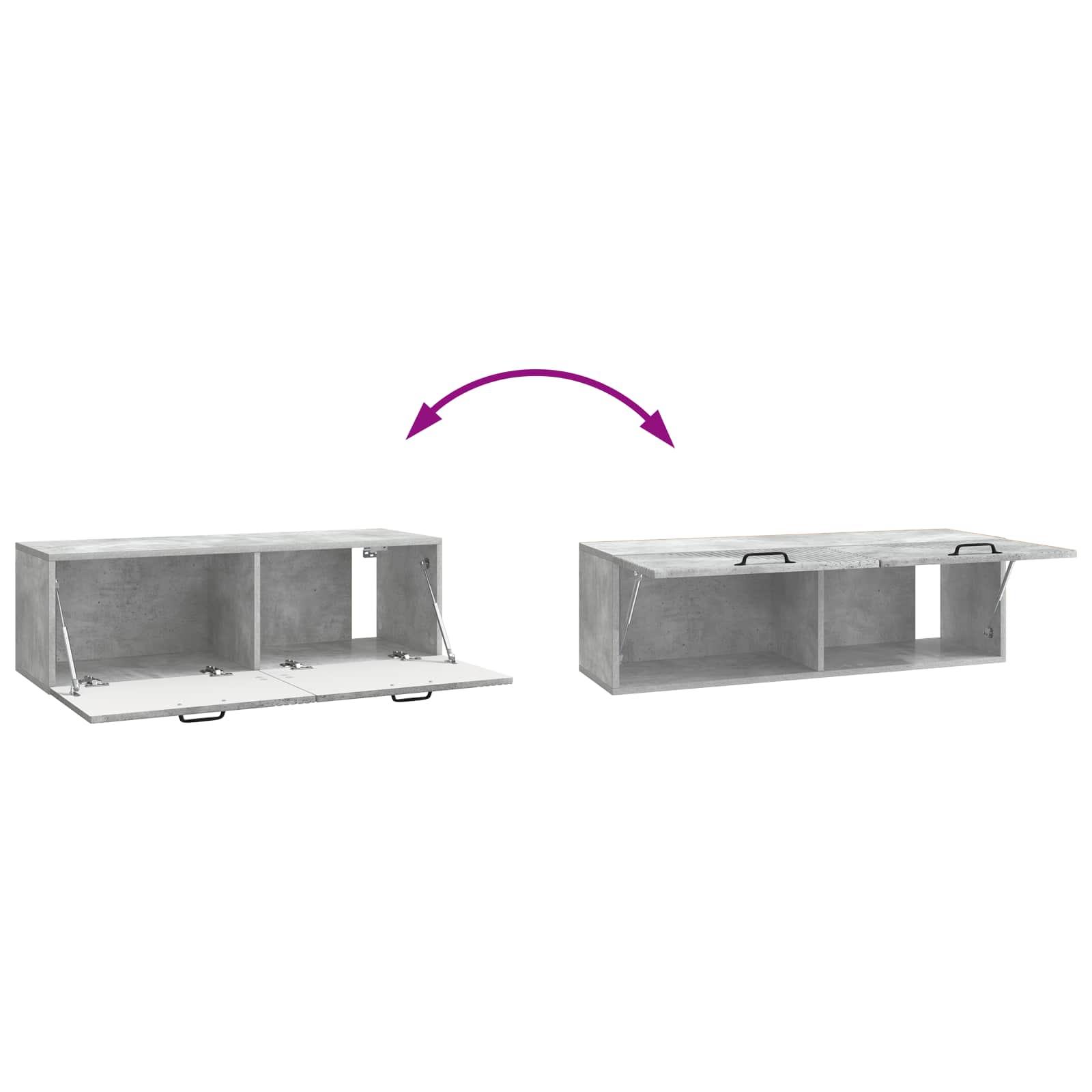 Wandbeugel TV-kast Betongrijs 98 x 31 x 30 cm Bewerkt hout