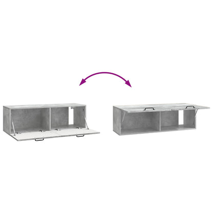 Wandbeugel TV-kast Betongrijs 98 x 31 x 30 cm Bewerkt hout