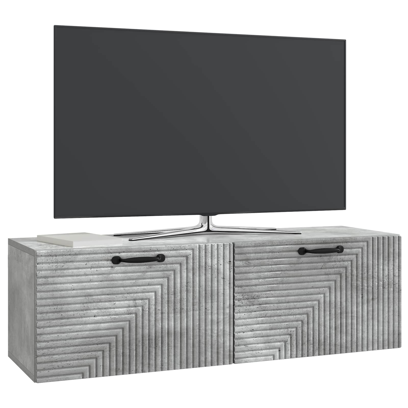 Wandbeugel TV-kast Betongrijs 98 x 31 x 30 cm Bewerkt hout