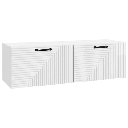 Wandbeugel TV-kast Hoogglans Wit 98 x 31 x 30 cm Bewerkt hout