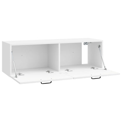 Wandbeugel TV-kast Hoogglans Wit 98 x 31 x 30 cm Bewerkt hout