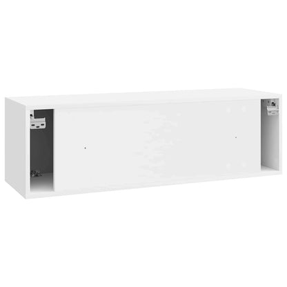 Wandbeugel TV-kast Hoogglans Wit 98 x 31 x 30 cm Bewerkt hout