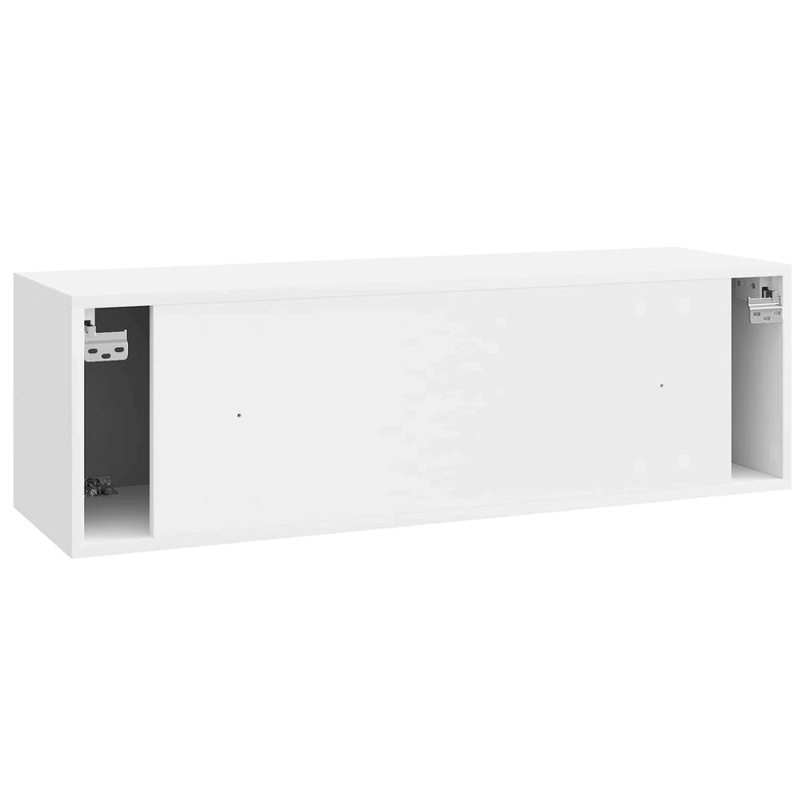 Wandbeugel TV-kast Hoogglans Wit 98 x 31 x 30 cm Bewerkt hout