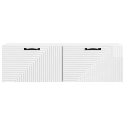 Wandbeugel TV-kast Hoogglans Wit 98 x 31 x 30 cm Bewerkt hout