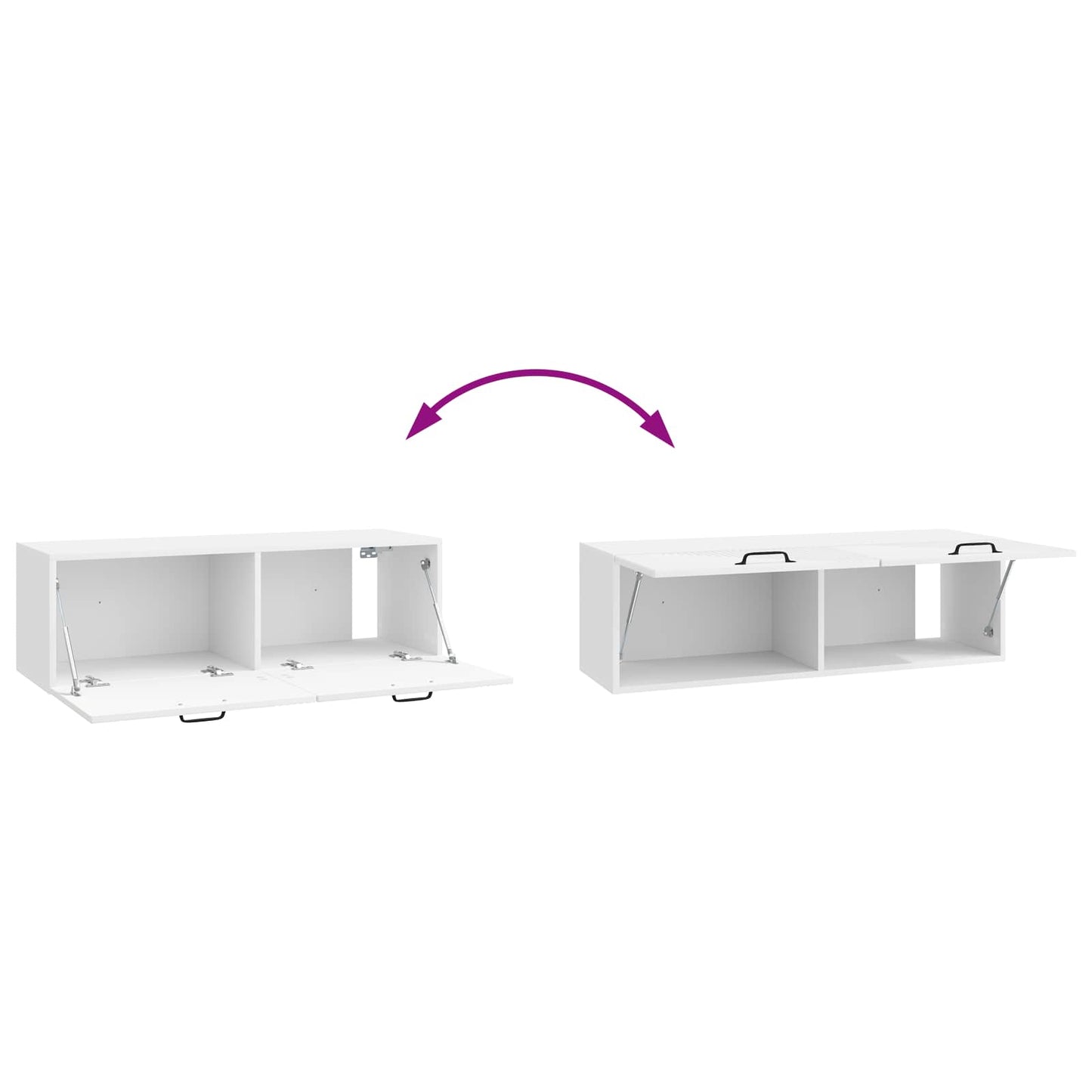Wandbeugel TV-kast Hoogglans Wit 98 x 31 x 30 cm Bewerkt hout