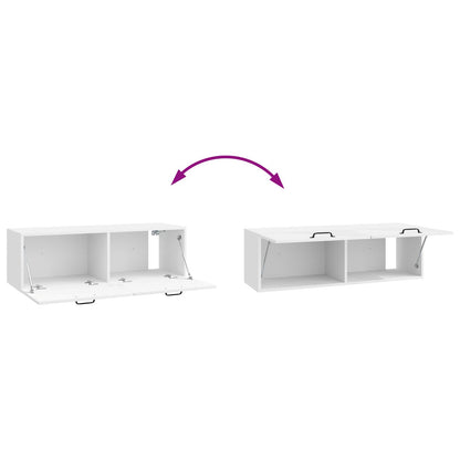 Wandbeugel TV-kast Hoogglans Wit 98 x 31 x 30 cm Bewerkt hout