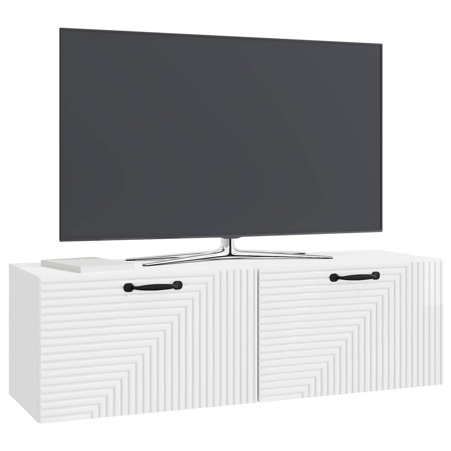 Wandbeugel TV-kast Hoogglans Wit 98 x 31 x 30 cm Bewerkt hout