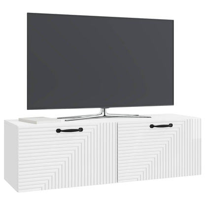 Wandbeugel TV-kast Hoogglans Wit 98 x 31 x 30 cm Bewerkt hout
