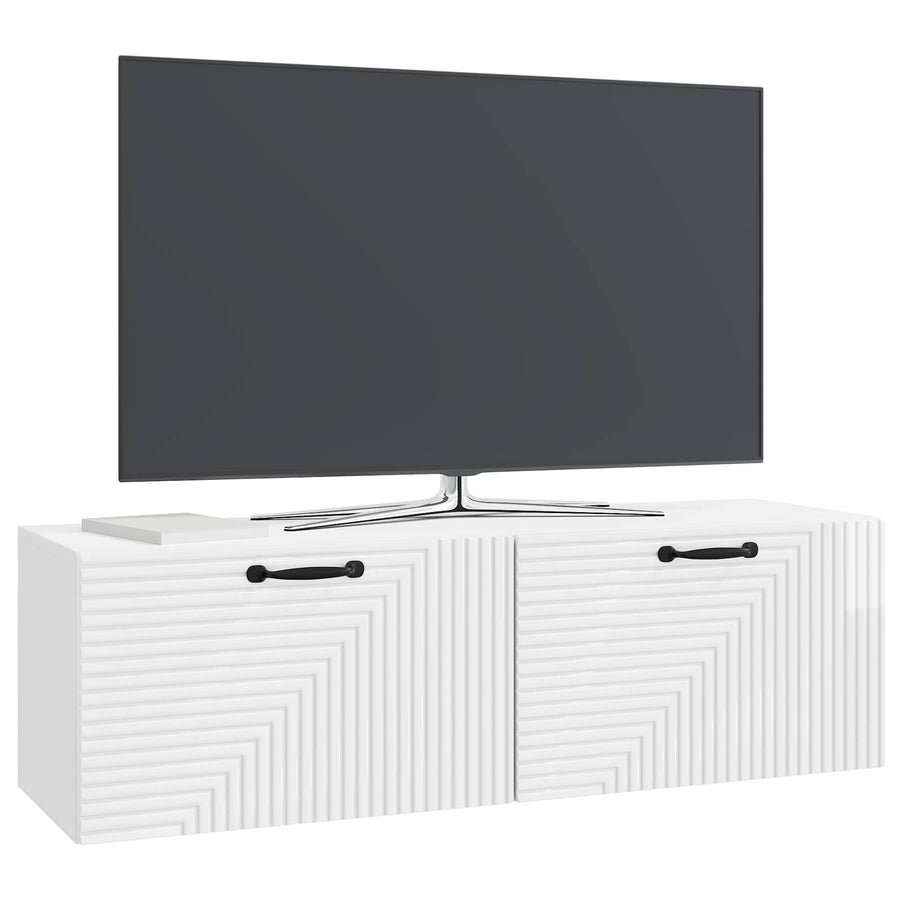 Wandbeugel TV-kast Hoogglans Wit 98 x 31 x 30 cm Bewerkt hout