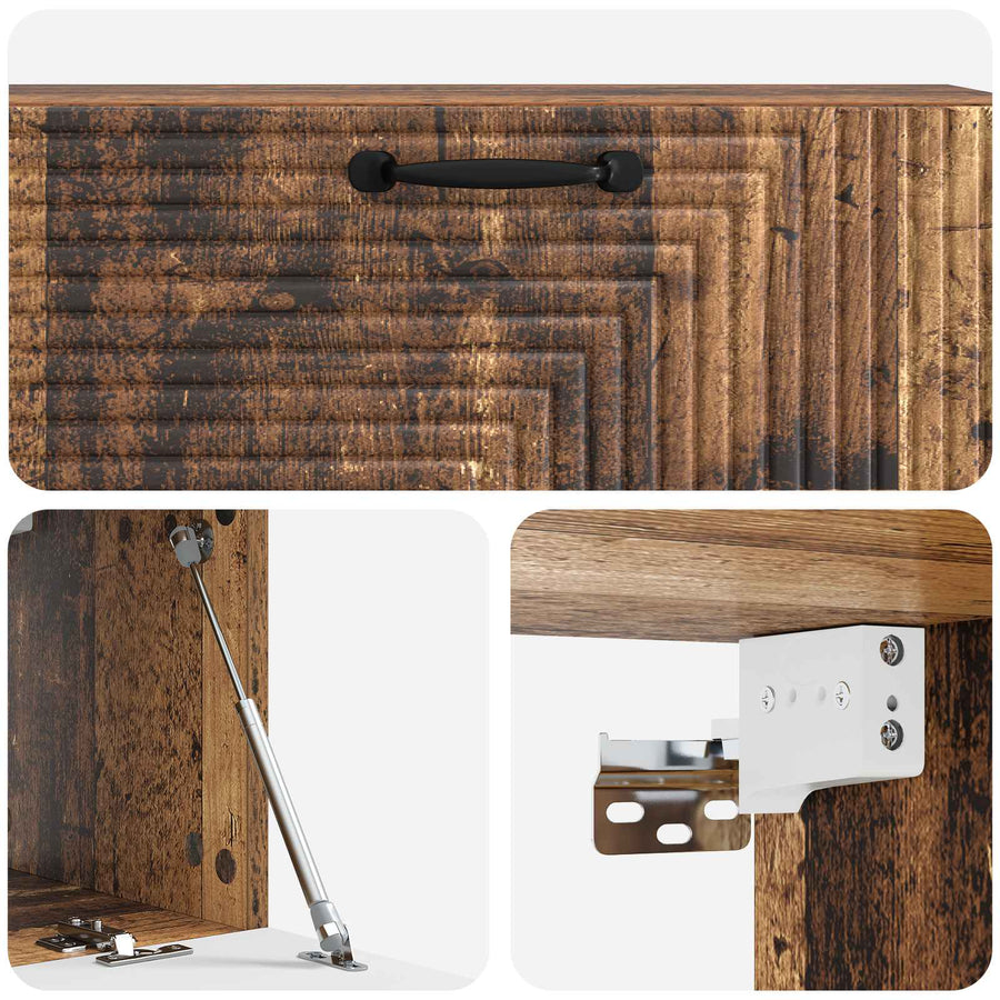 Wandbeugel TV-kast Oud hout 98 x 31 x 30 cm Bewerkt hout