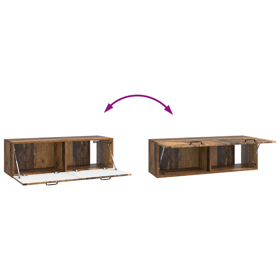 Wandbeugel TV-kast Oud hout 98 x 31 x 30 cm Bewerkt hout