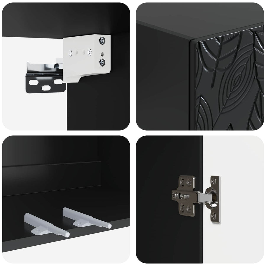 Wandkast Zwart 66 x 34,5 x 90 cm Bewerkt hout