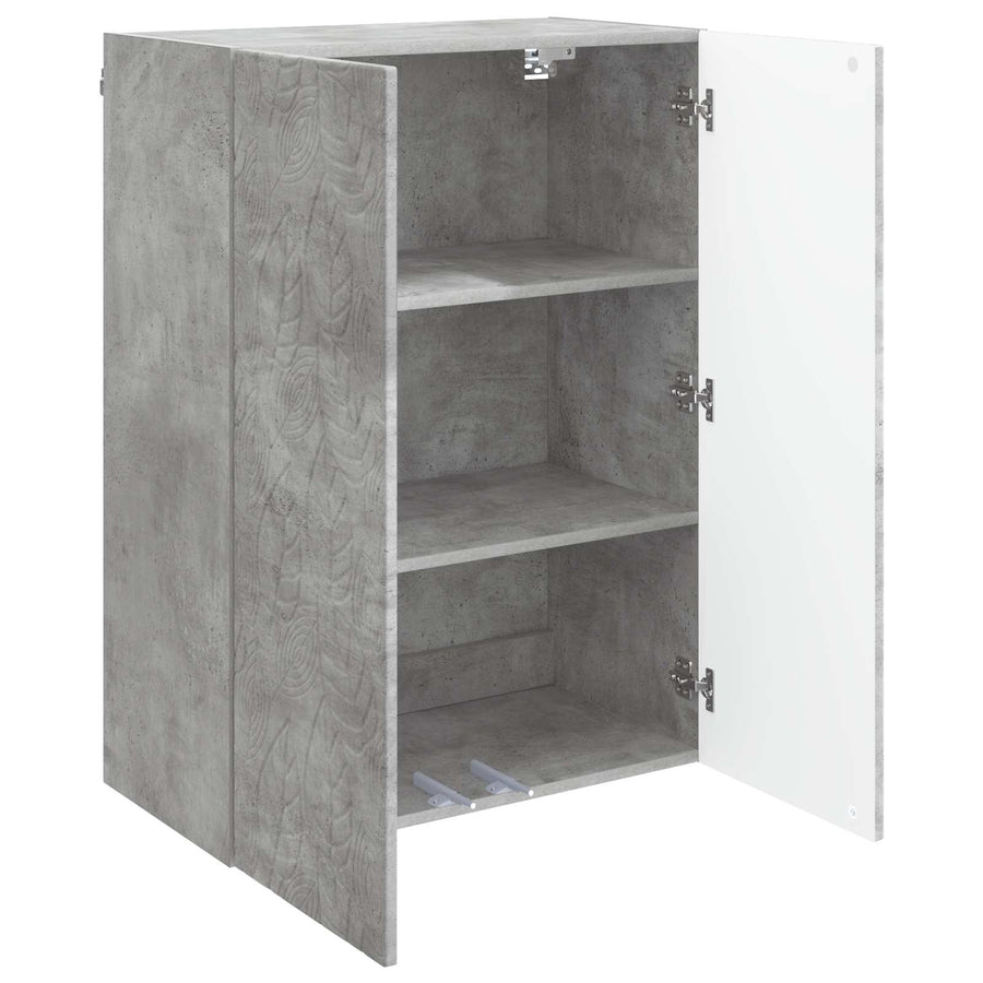 Wandkast Betongrijs 66 x 34,5 x 90 cm Bewerkt hout