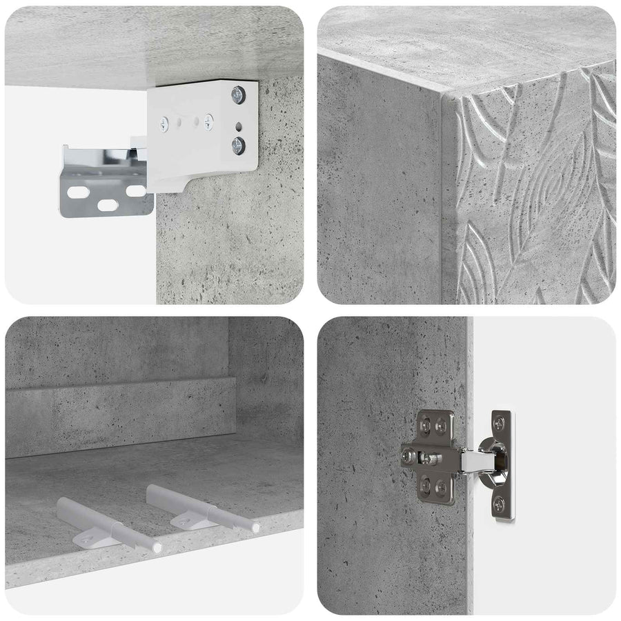 Wandkast Betongrijs 59 x 31 x 60 cm Bewerkt hout