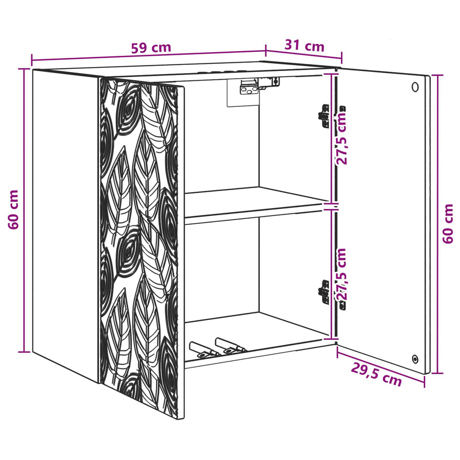 Wandkast Oud hout 59 x 31 x 60 cm Bewerkt hout