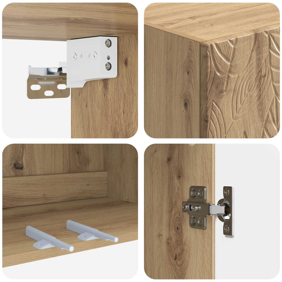 Wandkast Artisanaal eiken 59 x 31 x 60 cm Bewerkt hout