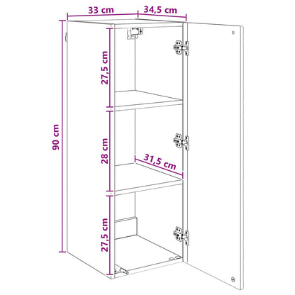 Wandkast Wit 33 x 34,5 x 90 cm Bewerkt hout