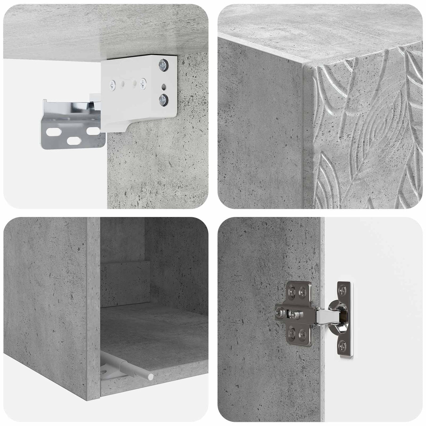 Wandkast Betongrijs 33 x 34,5 x 90 cm Bewerkt hout