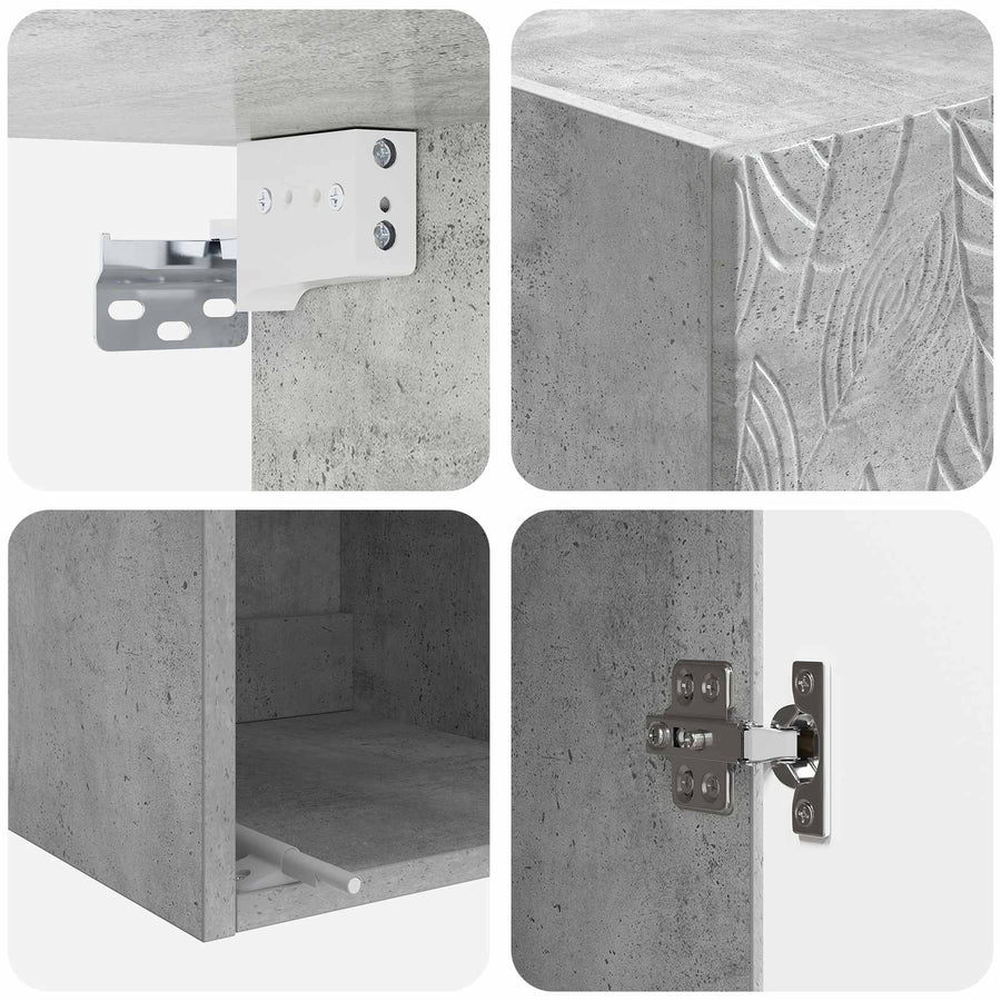 Wandkast Betongrijs 33 x 34,5 x 90 cm Bewerkt hout