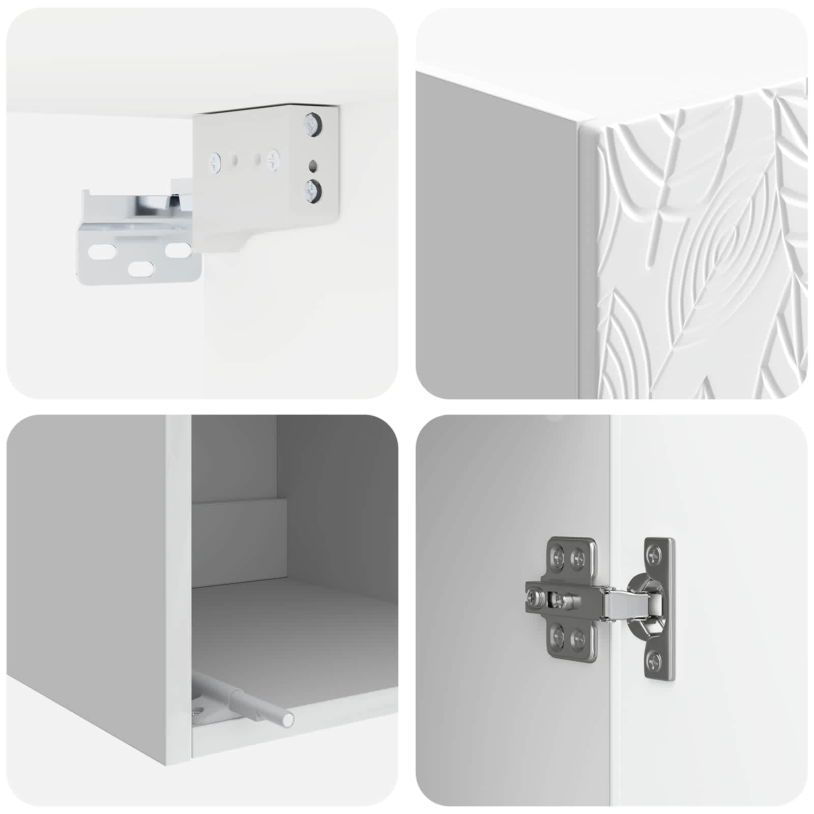 Wandkast Hoogglans Wit 33 x 34,5 x 90 cm Bewerkt hout