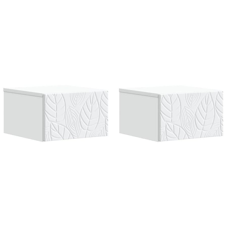 Wandmontage Zijtafel 2 pcs Wit 34,5 x 33 x 20 cm Bewerkt hout