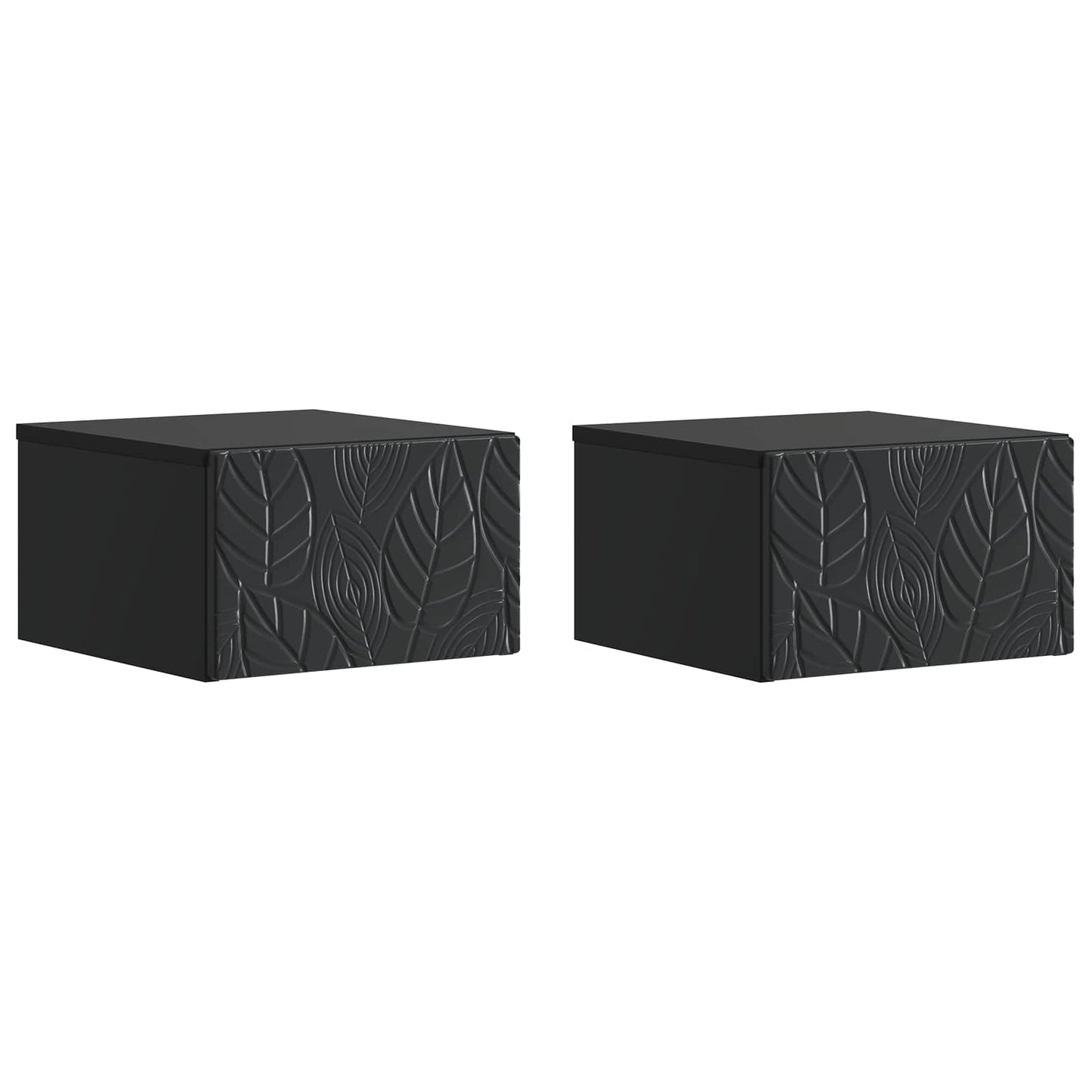 Wandmontage Zijtafel 2 pcs Zwart 34,5 x 33 x 20 cm Bewerkt hout