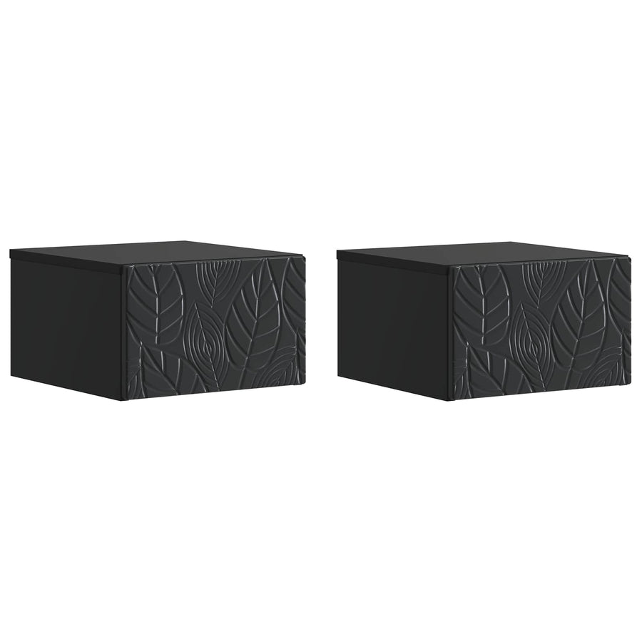 Wandmontage Zijtafel 2 pcs Zwart 34,5 x 33 x 20 cm Bewerkt hout