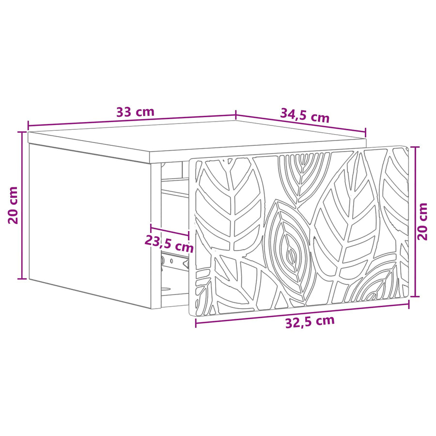 Wandmontage Zijtafel 2 pcs Sonoma Eiken 34,5 x 33 x 20 cm