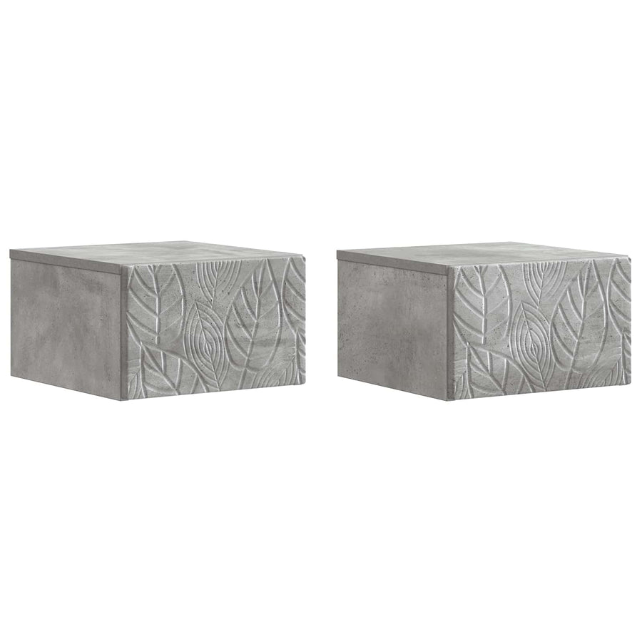 Wandmontage Zijtafel 2 pcs Betongrijs 34,5 x 33 x 20 cm