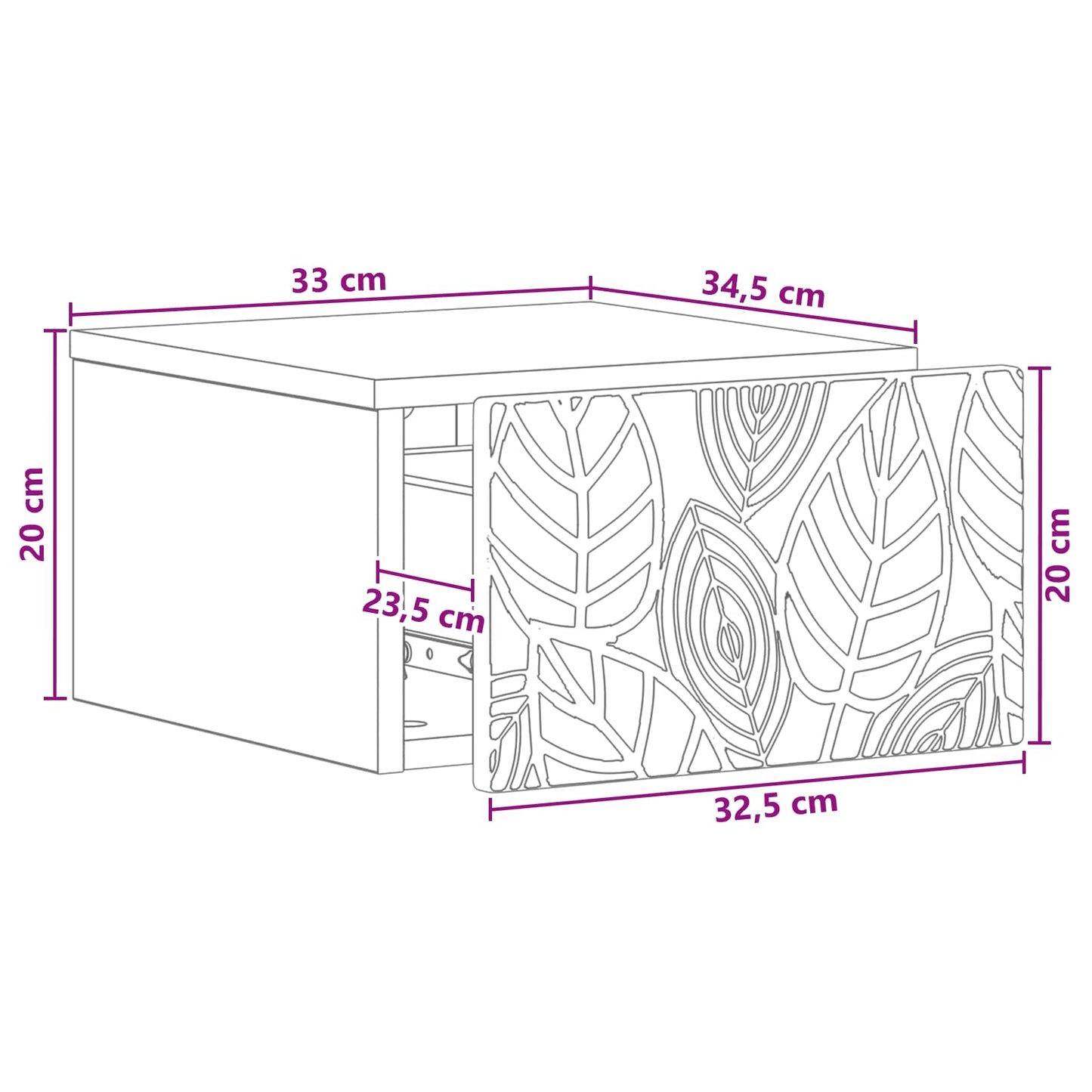 Wandmontage Zijtafel 2 pcs Hoogglans Wit 34,5 x 33 x 20 cm