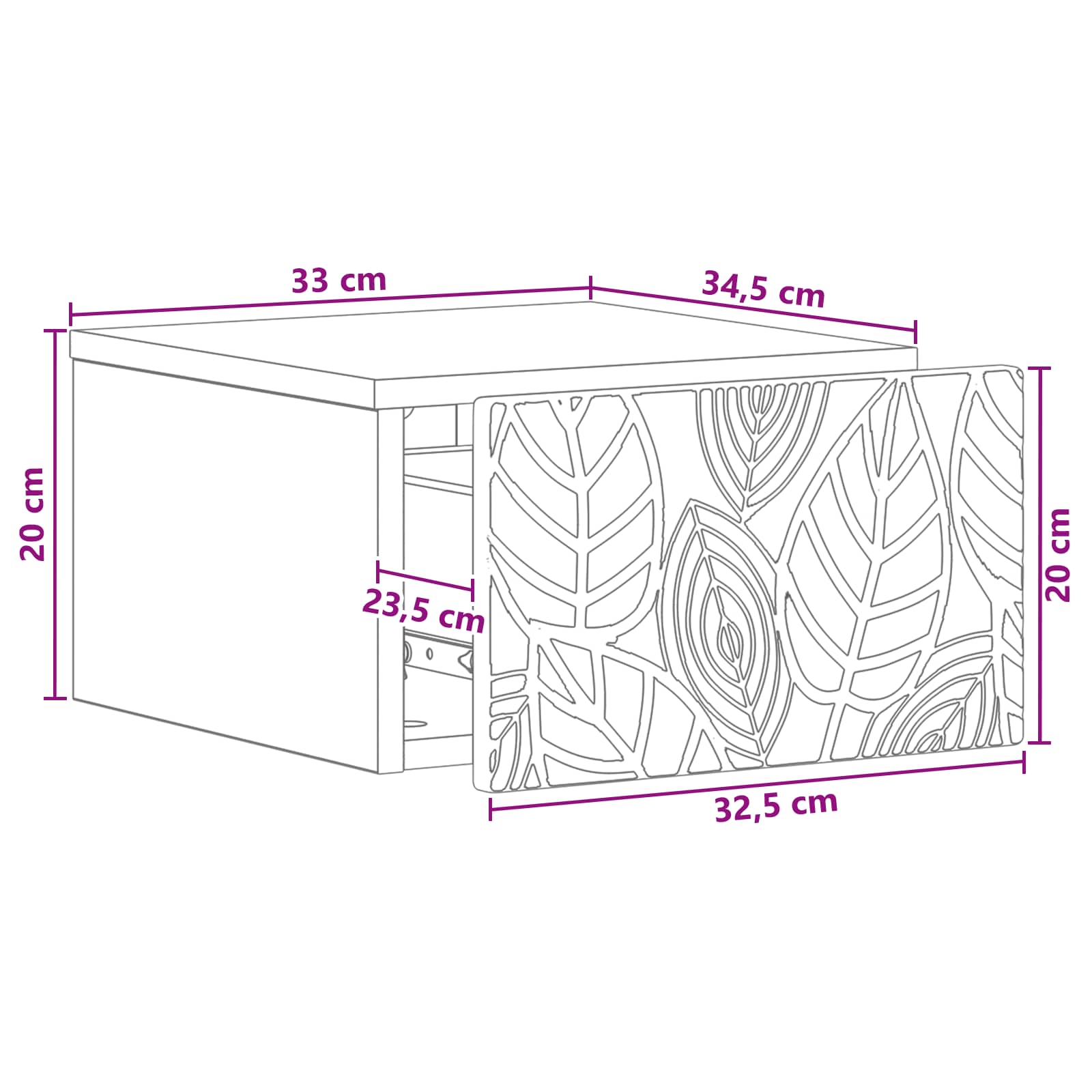 Wandmontage Zijtafel 2 pcs Gerookt eiken 34,5 x 33 x 20 cm