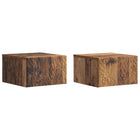Wandmontage bijzettafel 2 stuks oud hout 34,5x33x20 cm