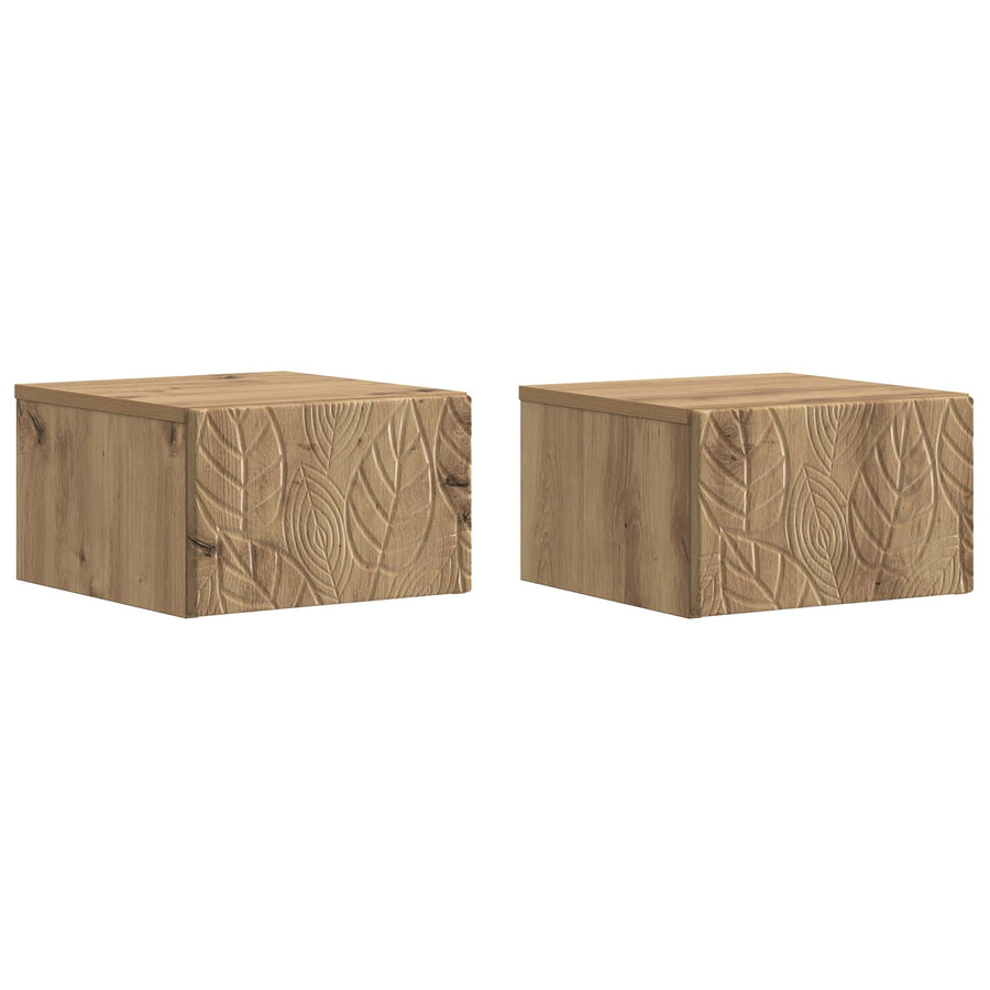 Wandmontage Zijtafel 2 pcs Artisanaal eiken 34,5 x 33 x 20 cm