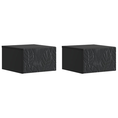 Wandbeugel Bedkast 2 pcs Zwart 49 x 34,5 x 20 cm Bewerkt hout