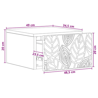 Wandbeugel Bedkast Oud hout 49 x 34,5 x 20 cm Bewerkt hout