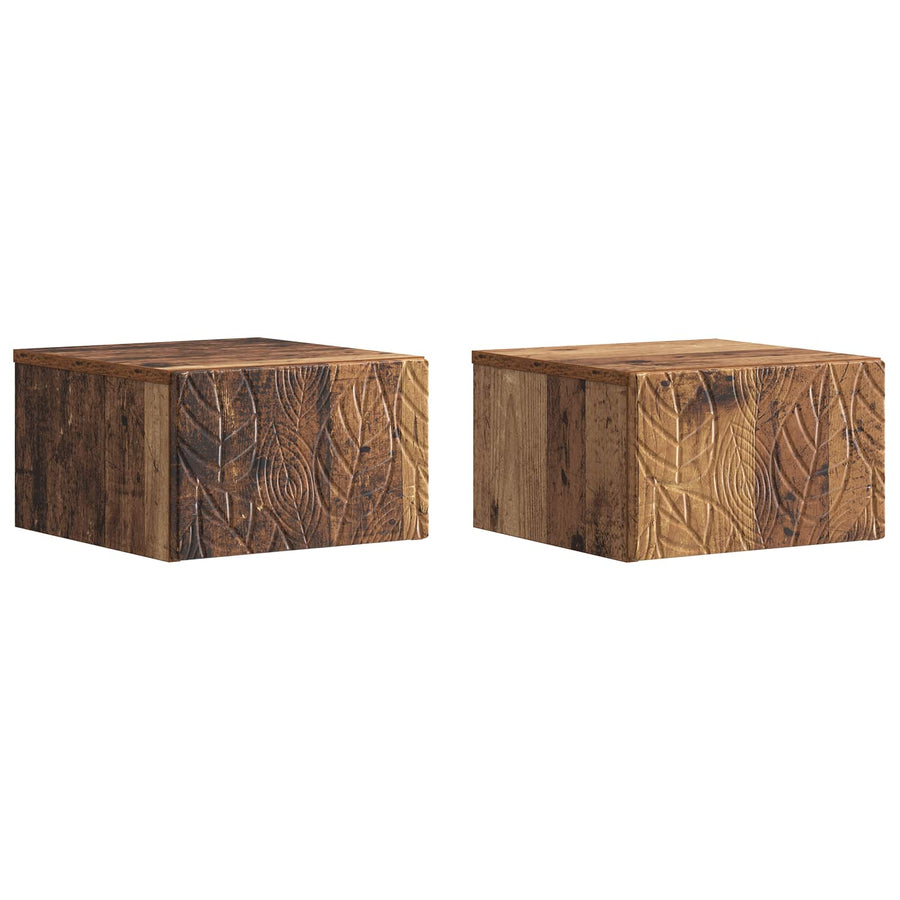 Wandbeugel Bedkast 2 pcs Oud hout 49 x 34,5 x 20 cm